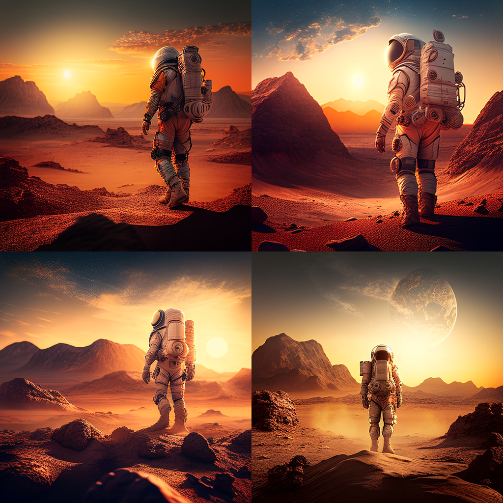 Photorealistic digital artwork of an astronaut ...