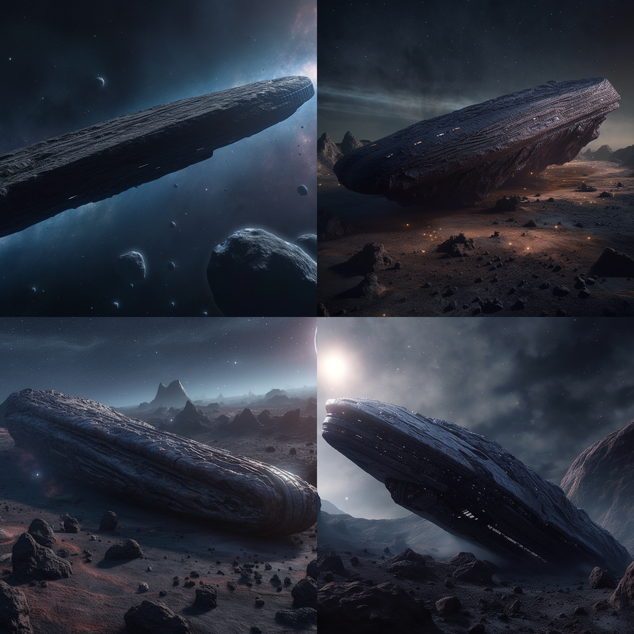 oumuamua, space, galaxy, wide shot, photo real ...