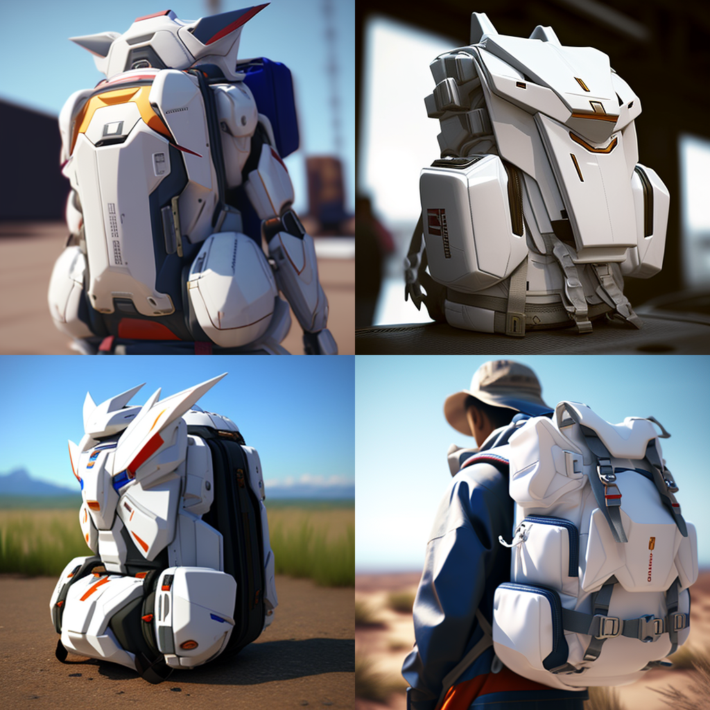 G Gundam, White, backpack, ultrarealistic, men ...