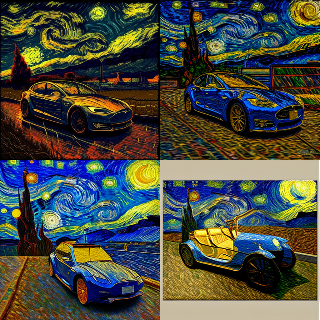 Tesla Car, By Van Gogh