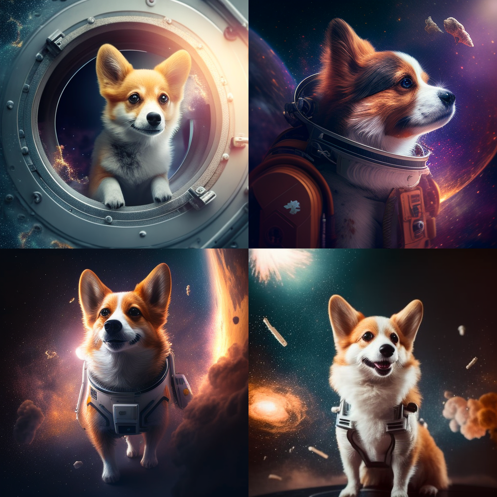 cute dog in the space