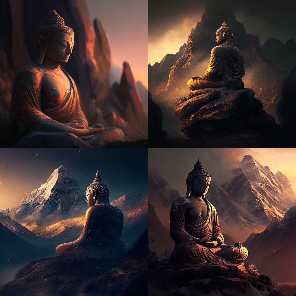 buddha, soft light, sitting posture, close eye ...