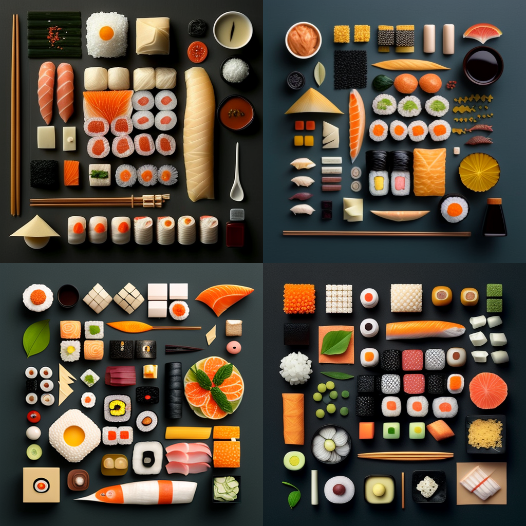 Sushi, Photo, Knolling