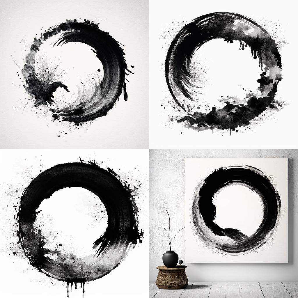 Enso circle, black ink on white background, ab ...