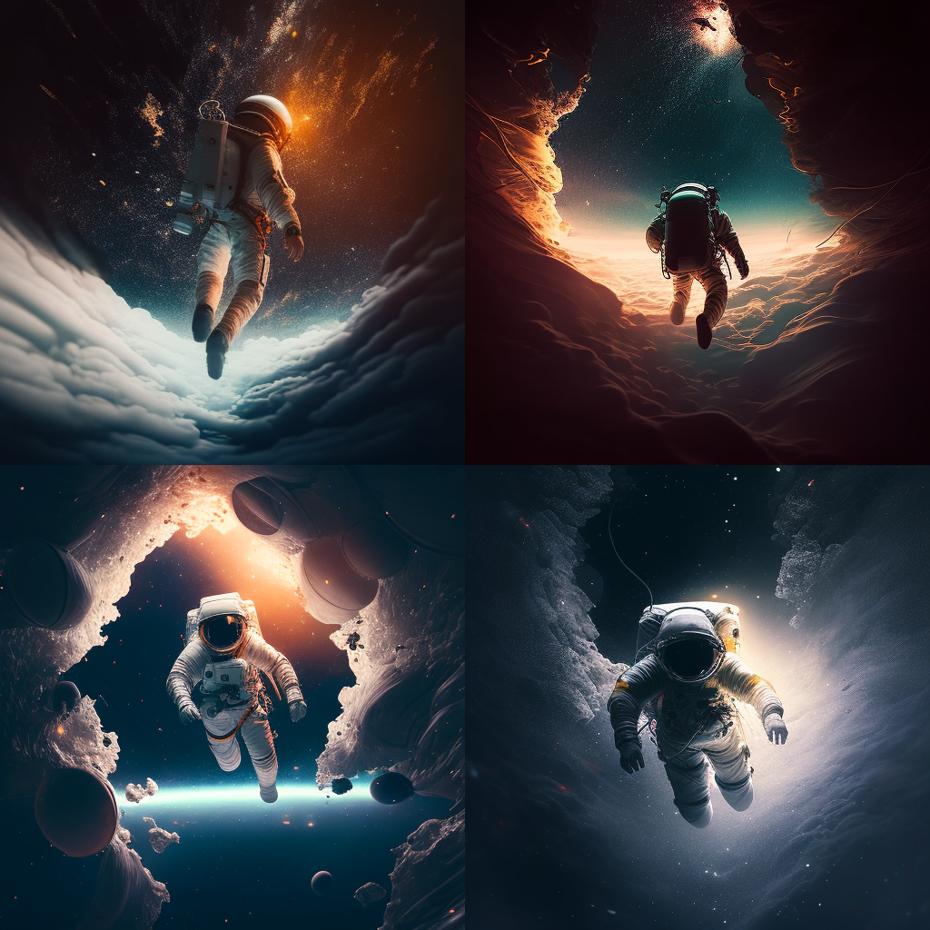 photo realism, realistic, cinematic, detailed, astronaut free falling through the saturn atmosphere, vivid, ultra H nigh detail, atmospheric lighting, terrifying, far away shot, 8k