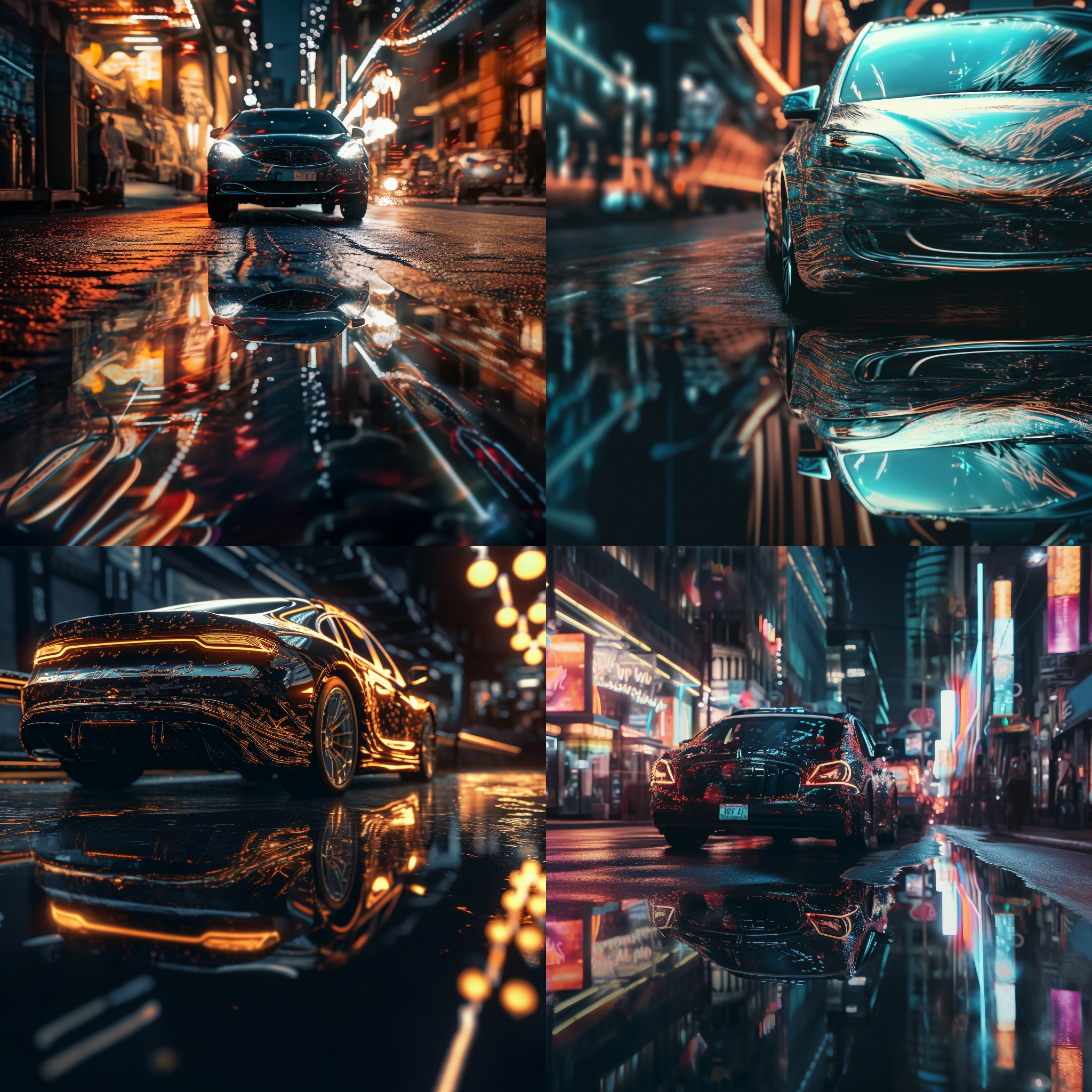 Reflection, Car, Shiny, Metallic, Bright, Glowing, Curved, Abstract, Distorted, Urban, Street, Cityscape, Illuminated, Nightlife, Motion, Fast-paced, Dynamic, Energy, Futuristic, 8k, detailed, hd, real photo