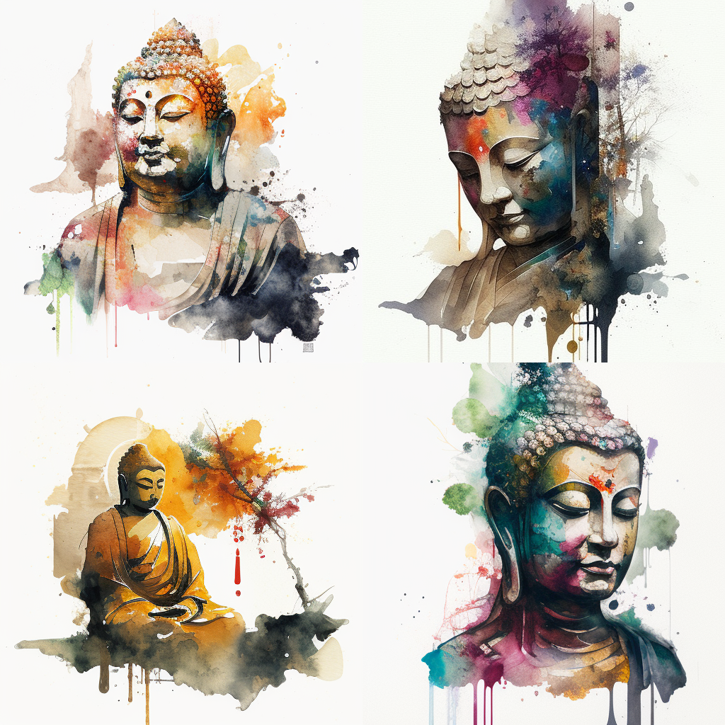 watercolor, buddha