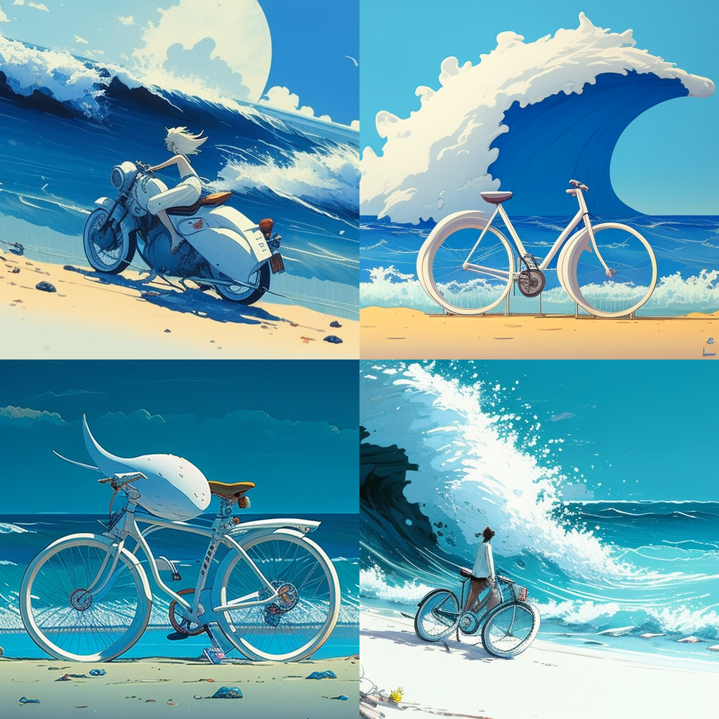 blue sea, white bike, beach side, wave, side v ...