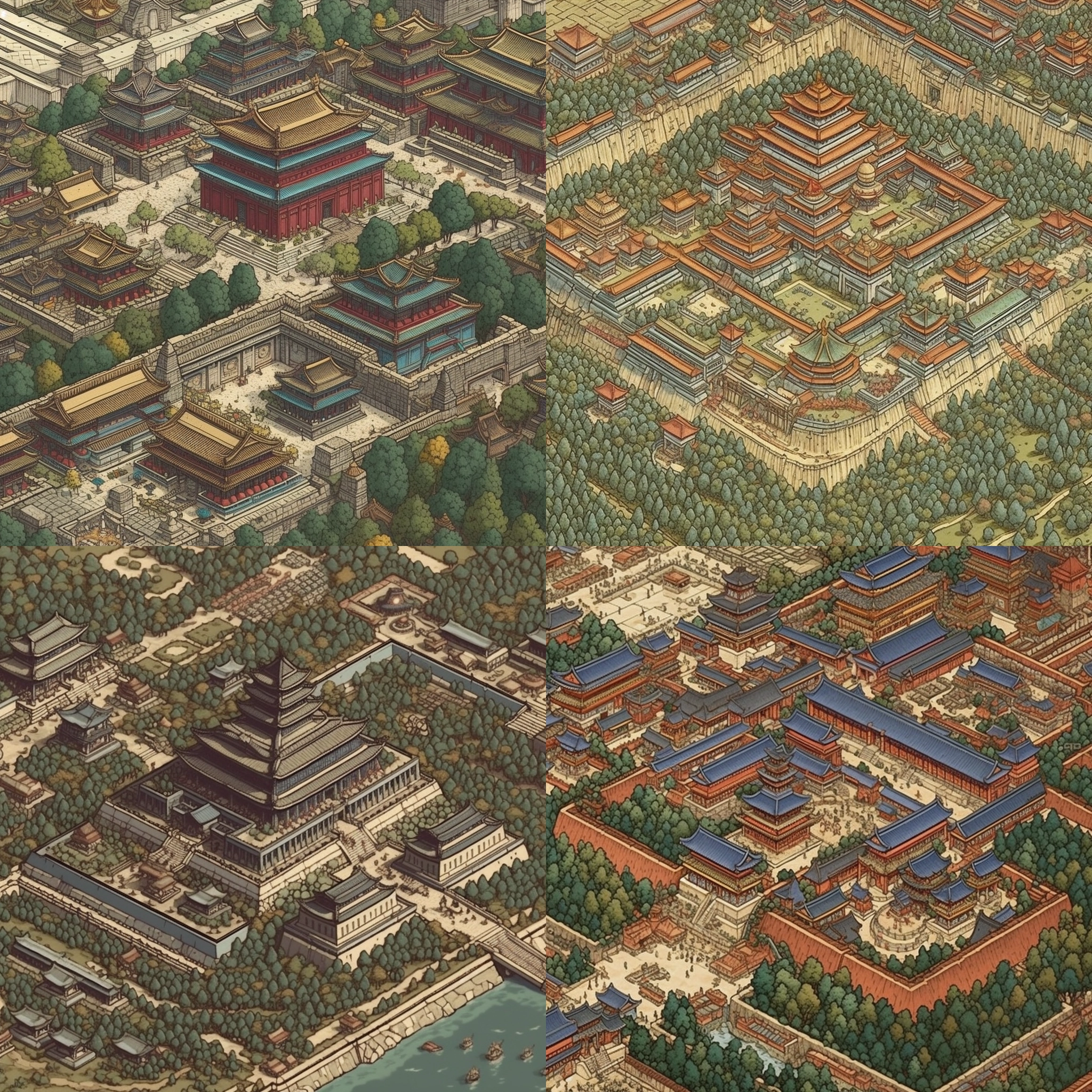 Ancient Beijing City, wide birds eye view, pix ...