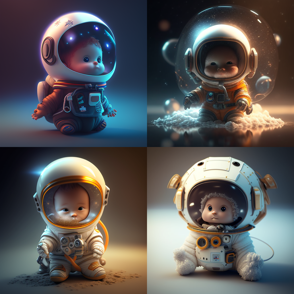 cute mankind baby astronaut in the space, unre ...