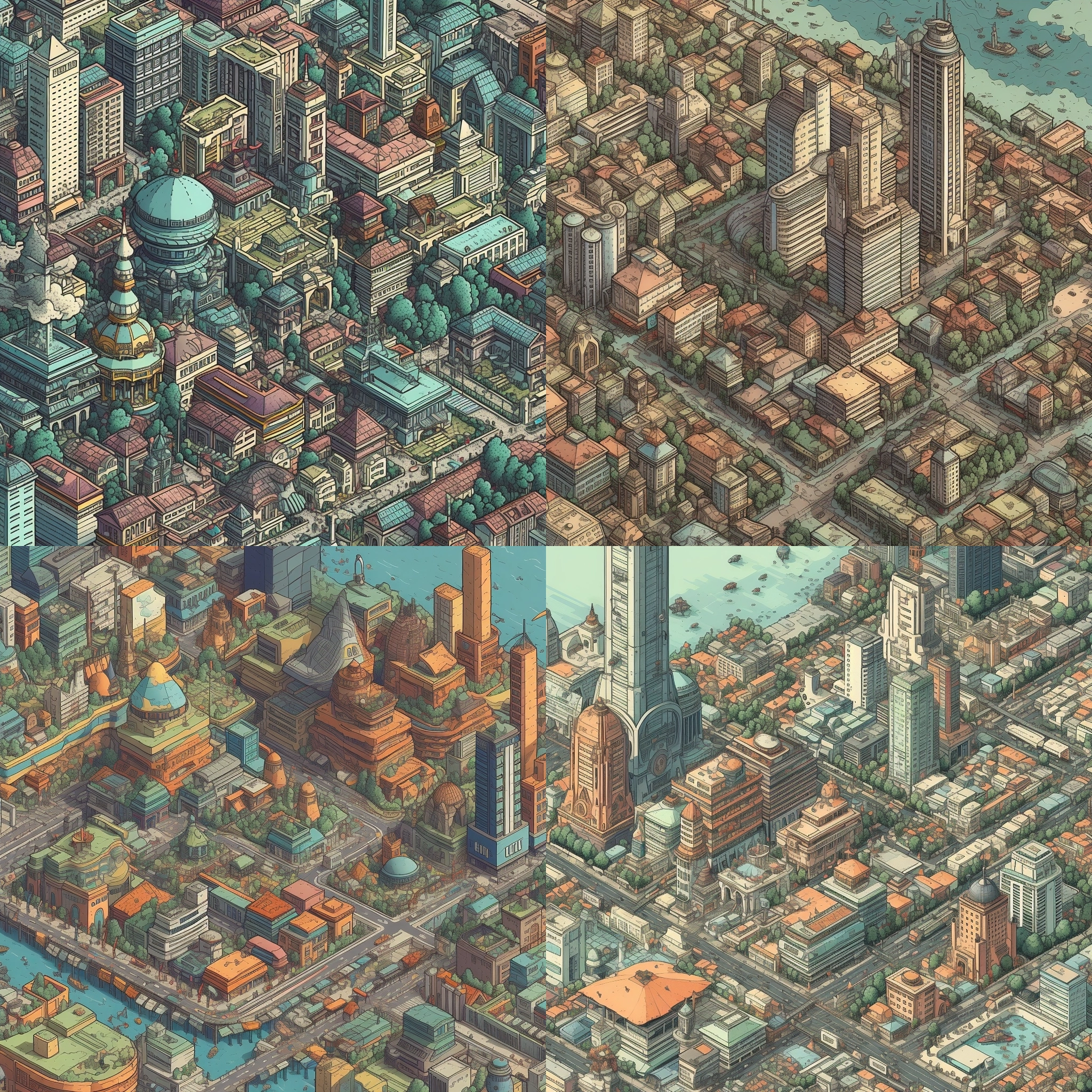 Kuala Lumpur, wide birds eye view, pixel art,  ...